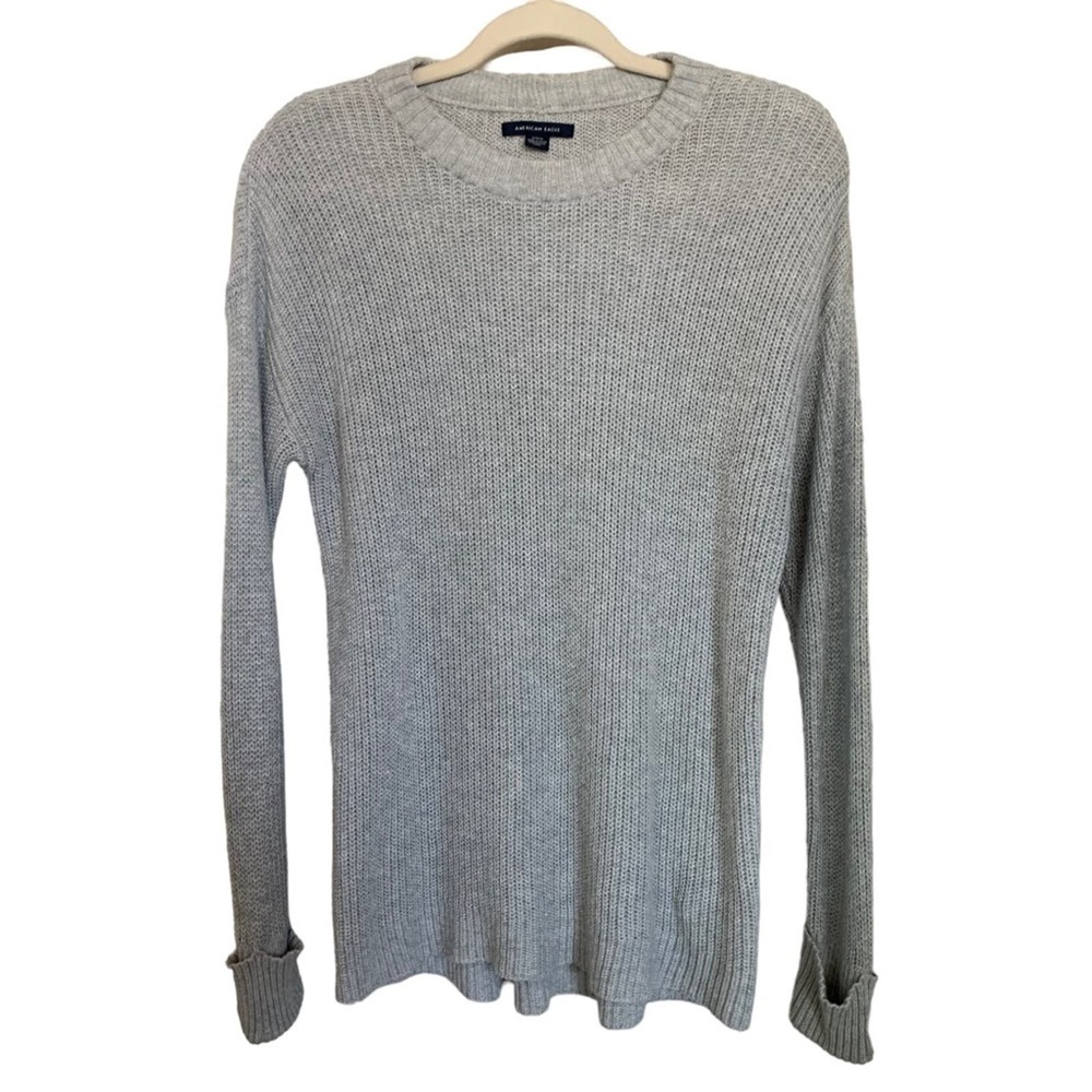 American Eagle | size small grey knit sweater long sleeve comfy stretchy fall